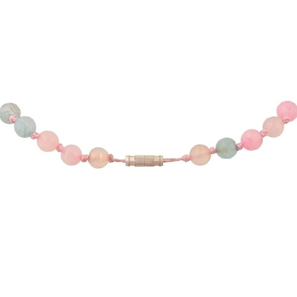 Designer Pink Yellow Agate Onyx Stone Beads Necklace Single Line for Women and Girls - Image 3