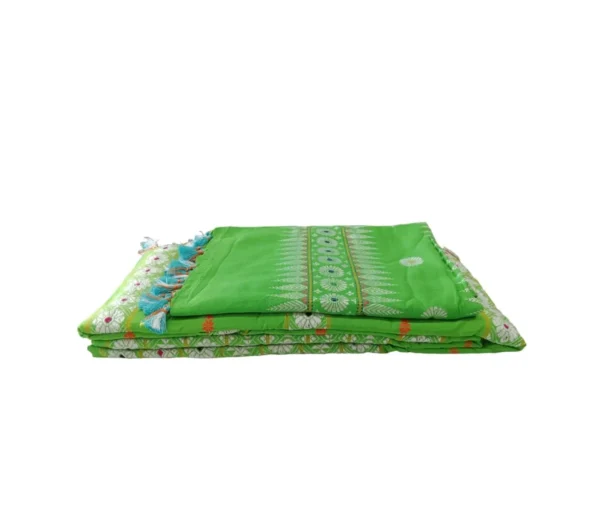 Bodo dokhona (Merecerised Set) (Light Green), traditional saree, two pieces - Image 3