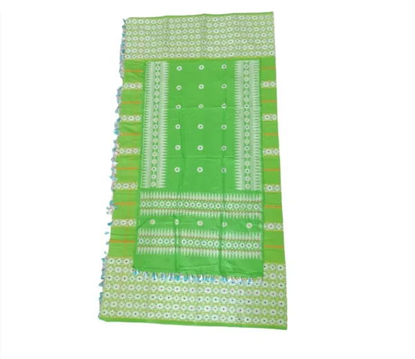 Bodo dokhona (Merecerised Set) (Light Green), traditional saree, two pieces - Image 2