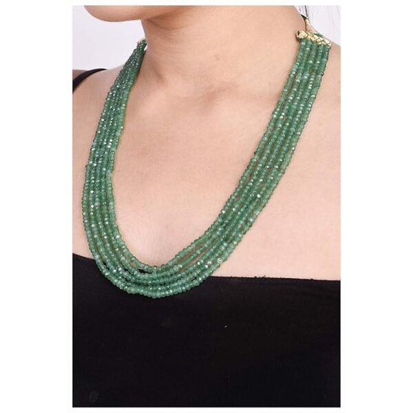 Five Layer Multi-Colour Real Onyx Stone Beads Necklace for Women and Girls - Image 3